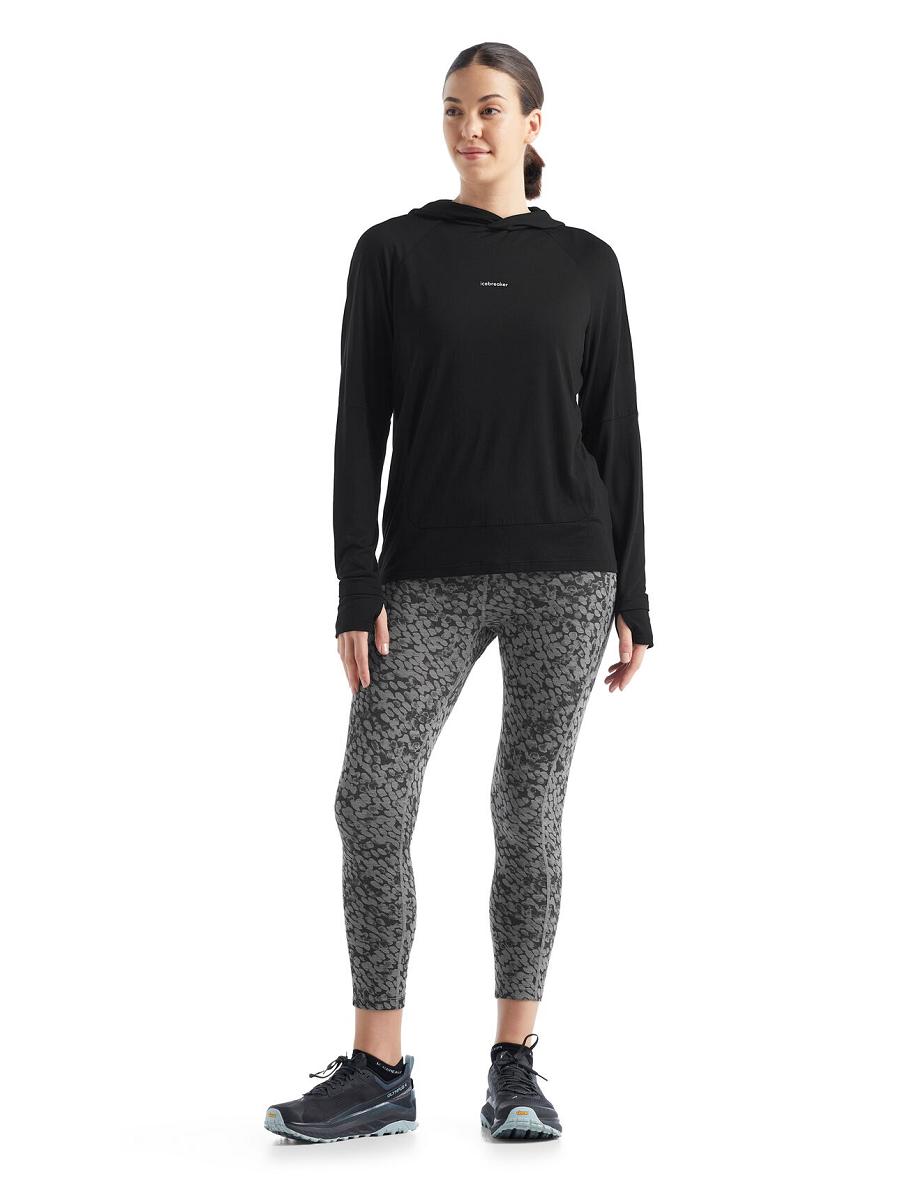 Sweat À Capuche Icebreaker Cool-Lite™ Merino Long Sleeve Femme Noir | FR 1669AHKP